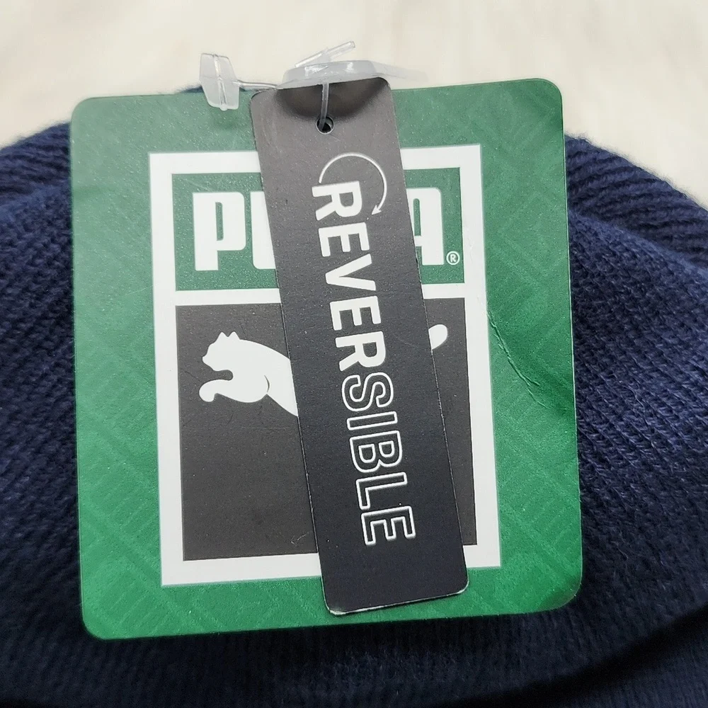 Puma Bryant Reversible Beanie Navy Blue Grey White New With Tags